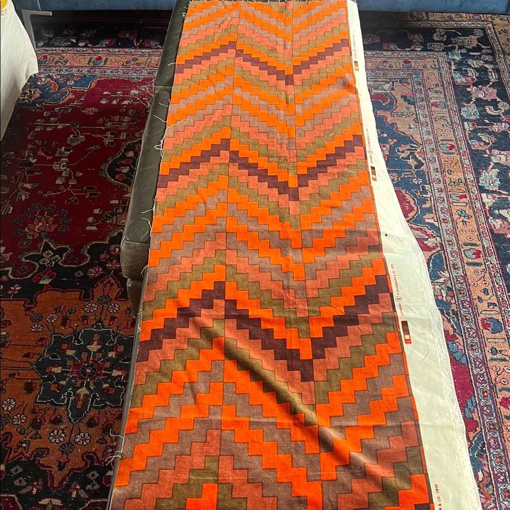 Fantastic vintage 1970 Schumacher cotton velvet fabric remanent. Rare!!
